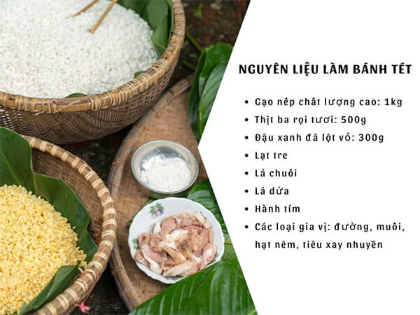 nguyên liệu làm bánh chưng bánh tét