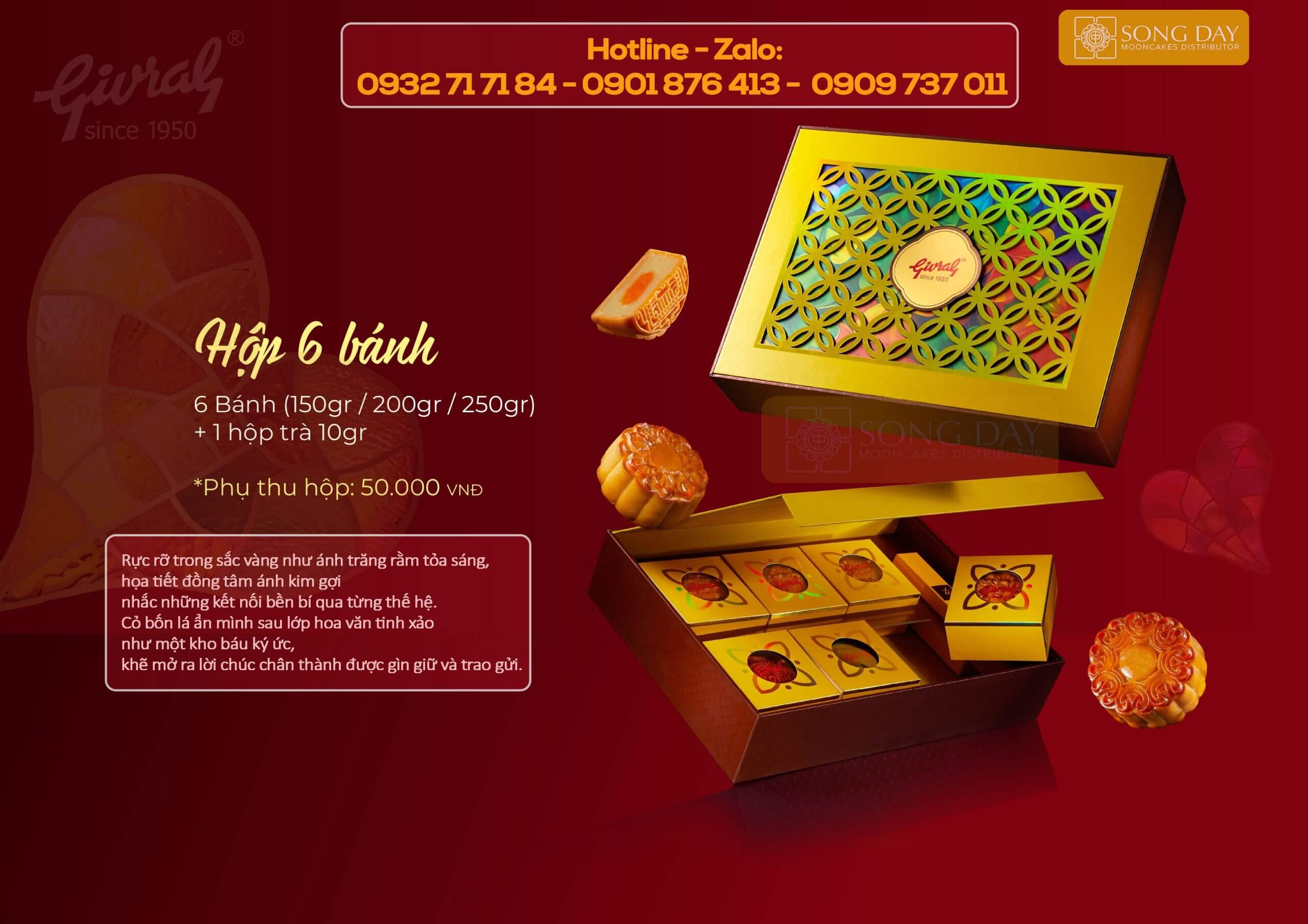 hộp 6 bánh trung thu givral